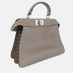 Pre Owned Fendi Peekaboo ISeeU Small Etoupe Selleria bag