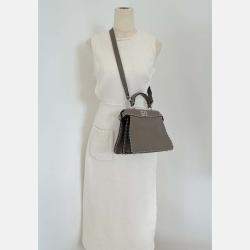 Pre Owned Fendi Peekaboo ISeeU Small Etoupe Selleria bag