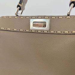 Pre Owned Fendi Peekaboo ISeeU Small Etoupe Selleria bag
