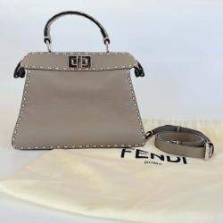 Pre Owned Fendi Peekaboo ISeeU Small Etoupe Selleria bag