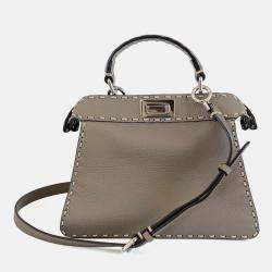 Pre Owned Fendi Peekaboo ISeeU Small Etoupe Selleria bag