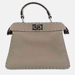 Pre Owned Fendi Peekaboo ISeeU Small Etoupe Selleria bag