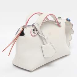 Pre Owned Fendi White Leather Mini By The Way Embellished Crossbody Bag