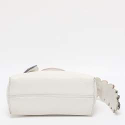 Pre Owned Fendi White Leather Mini By The Way Embellished Crossbody Bag