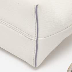 Pre Owned Fendi White Leather Mini By The Way Embellished Crossbody Bag