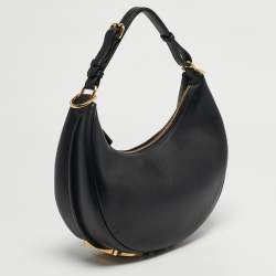 Pre Owned Fendi Black Leather Small Fendigraphy Shoulder Bag