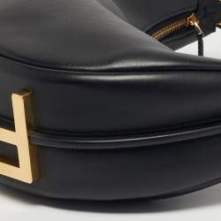 Pre Owned Fendi Black Leather Small Fendigraphy Shoulder Bag