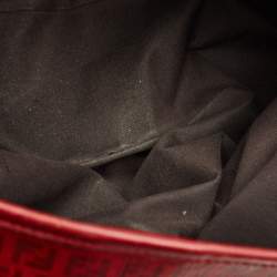Pre Owned Fendi Red Zucchino Spalmati Chiusura Tote