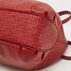 Pre Owned Fendi Red Zucchino Spalmati Chiusura Tote