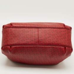 Pre Owned Fendi Red Zucchino Spalmati Chiusura Tote