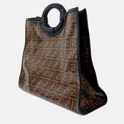 Pre Owned Fendi Brown Coated Canvas Runaway Bag Medium