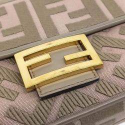 Pre Owned Fendi Brown Canvas and Leather Baguette Bag