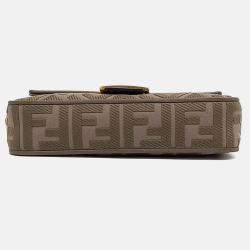 Pre Owned Fendi Brown Canvas and Leather Baguette Bag