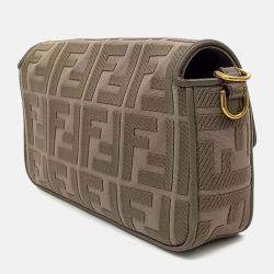Pre Owned Fendi Brown Canvas and Leather Baguette Bag