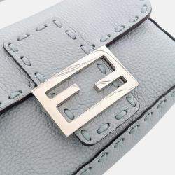 Pre Owned Fendi Blue Leather Selleria Baguette Mini