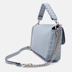 Pre Owned Fendi Blue Leather Selleria Baguette Mini