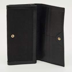 Pre Owned Fendi Black Zucca Canvas Flap Continental Wallet