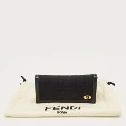 Pre Owned Fendi Black Zucca Canvas Flap Continental Wallet