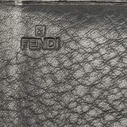 Pre Owned Fendi Black Zucca Canvas Flap Continental Wallet