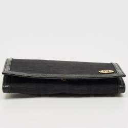 Pre Owned Fendi Black Zucca Canvas Flap Continental Wallet