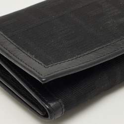 Pre Owned Fendi Black Zucca Canvas Flap Continental Wallet