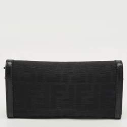 Pre Owned Fendi Black Zucca Canvas Flap Continental Wallet