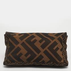 Pre Owned Fendi Brown Giant Zucca Canvas Large Whipstitch Convertible Baguette Bag