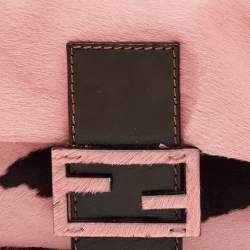 Pre Owned Fendi Pink/Brown Calf Hair and Leather Mama Baguette Bag