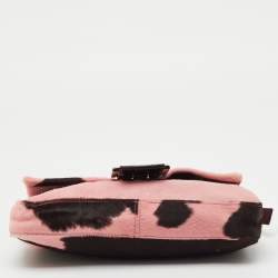 Pre Owned Fendi Pink/Brown Calf Hair and Leather Mama Baguette Bag