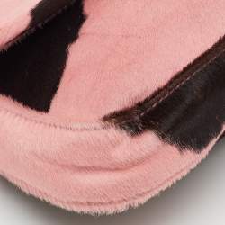 Pre Owned Fendi Pink/Brown Calf Hair and Leather Mama Baguette Bag