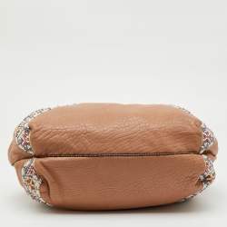 Pre Owned Fendi Beige Leather Beaded Spy Hobo