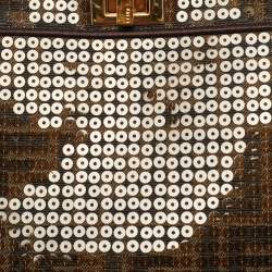 Pre Owned Fendi Tobacco Zucca Canvas and Sequins Petite Peekaboo ISeeU Top Handle Bag