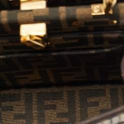 Pre Owned Fendi Tobacco Zucca Canvas and Sequins Petite Peekaboo ISeeU Top Handle Bag