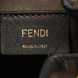 Pre Owned Fendi Brown/Black Zucca Leather Mini Mon Tresor Drawstring Bucket Bag