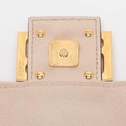 Pre Owned Fendi Beige Zucca Embroidered Canvas and Leather NM Baguette Bag