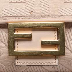 Pre Owned Fendi Beige Zucca Embroidered Canvas and Leather NM Baguette Bag