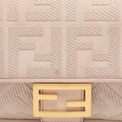 Pre Owned Fendi Beige Zucca Embroidered Canvas and Leather NM Baguette Bag
