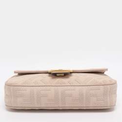 Pre Owned Fendi Beige Zucca Embroidered Canvas and Leather NM Baguette Bag