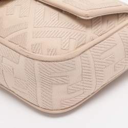 Pre Owned Fendi Beige Zucca Embroidered Canvas and Leather NM Baguette Bag
