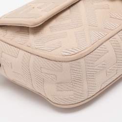 Pre Owned Fendi Beige Zucca Embroidered Canvas and Leather NM Baguette Bag