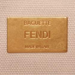 Pre Owned Fendi Beige Zucca Embroidered Canvas and Leather NM Baguette Bag