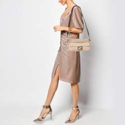 Pre Owned Fendi Beige Zucca Embroidered Canvas and Leather NM Baguette Bag