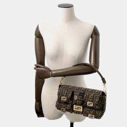 Pre Owned Fendi Zucca Multi-Pocket Baguette Brown/Black Jacquard
