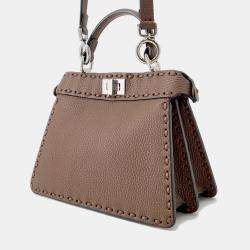 Pre Owned Fendi Peekaboo Selleria I See You Brown Leather Size Petit