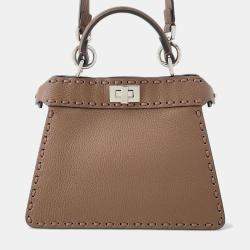 Pre Owned Fendi Peekaboo Selleria I See You Brown Leather Size Petit