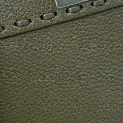 Pre Owned Fendi Peekaboo Selleria I See You Khaki Leather Size Petit