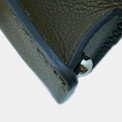 Pre Owned Fendi Peekaboo Selleria I See You Khaki Leather Size Petit