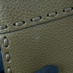 Pre Owned Fendi Peekaboo Selleria I See You Khaki Leather Size Petit