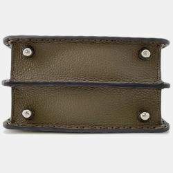 Pre Owned Fendi Peekaboo Selleria I See You Khaki Leather Size Petit