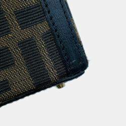 Pre Owned Fendi Zucca 2-Way Bag Khaki Canvas Leather